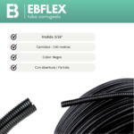 CORRUGADO 5/16 (100 METROS) NEGRO ABIERTO  - EBFLEX