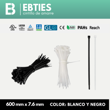 CINTILLO 600X7.6 MM (BLANCO Y NEGRO) - EB